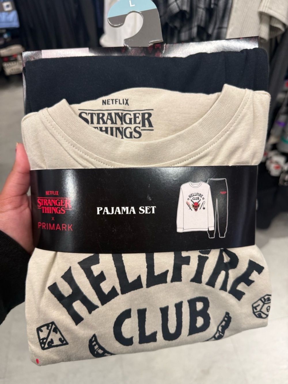 Netflix Stranger Things "Hellfire Club" Pajama Set - Beige & Black